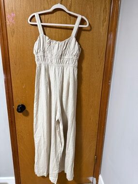 Astr Cream Sleeveless Wide-Leg Jumpsuit